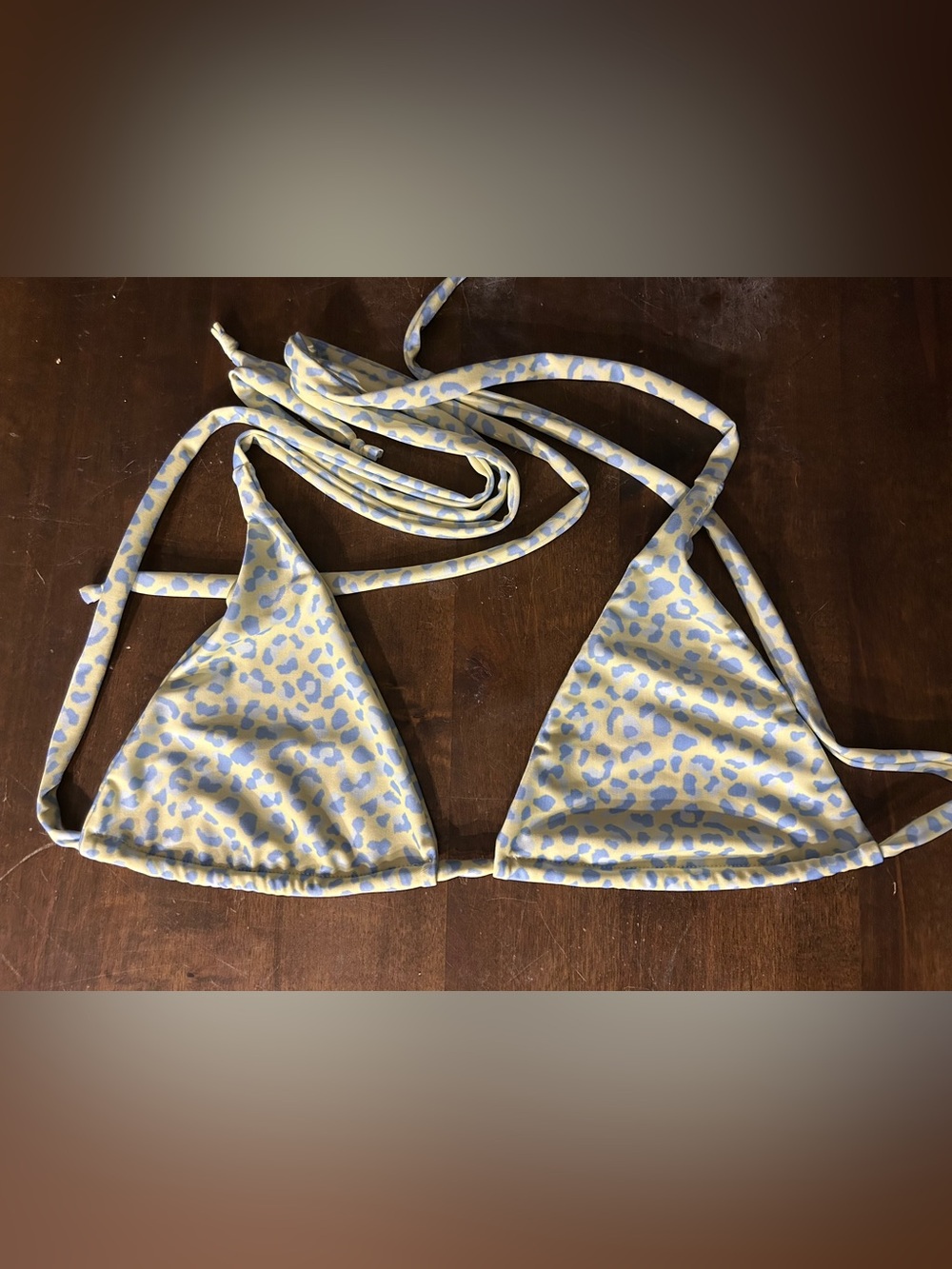 NWOT Sexy Leopard Animal Print Yellow & Blue Triangle Bikini Top